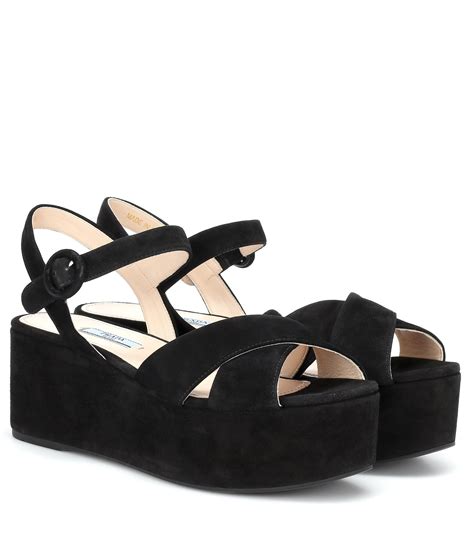 prada platform slide sandals|prada black suede platform sandals.